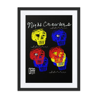 Skulls.  Red/Yellow/Blue.  18" x 24" Framed poster