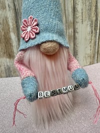 Image 1 of Blue & Pink Daisy Harris Tweed Best Mum Wee Gnome 