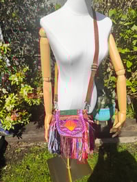 Image 3 of FRILL MINI body cross Sari bag with ruffles - detachable strap -sunset 1