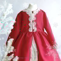 Image 2 of Christmas coat size 5-7 years - red with lace on the sleeves