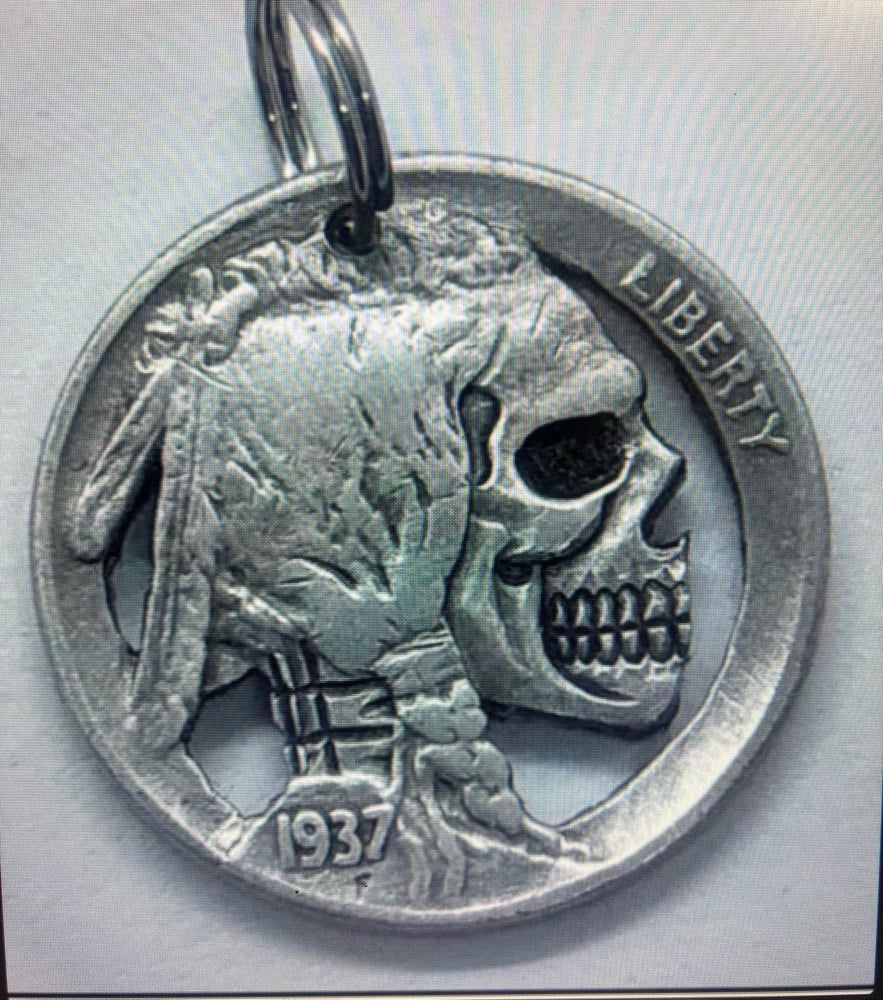 Image of Sawed out Indian Head Buffalo Skull Nickel