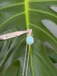 Image 2 of Silver Larimar Oval Crystal Necklace