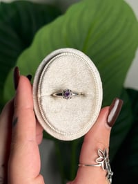 Image 1 of .925 SS AMETHYST FLOWER RING ADJUSTABLE SIZES 5-12