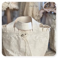 Image 5 of handmade tote bucket bag with vintage french lace