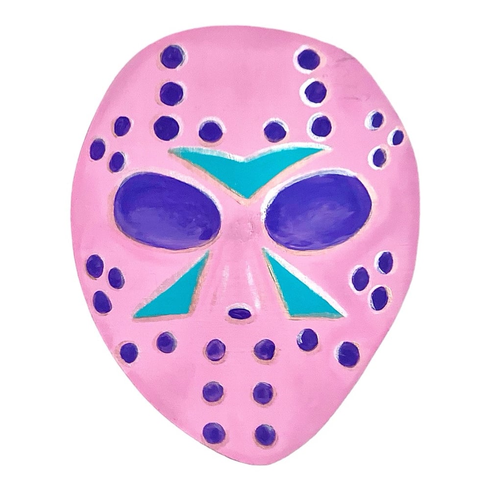 Image of Hand Cut ~ Hand Painted Pastel Wood Jason Mask