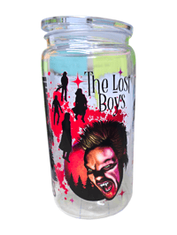 Image 2 of 80s Vampire Movie 16oz can cup with lid