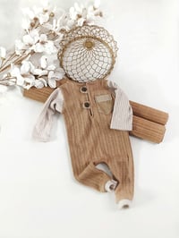 Image 1 of Newborn boys romper Federico | camel and beige
