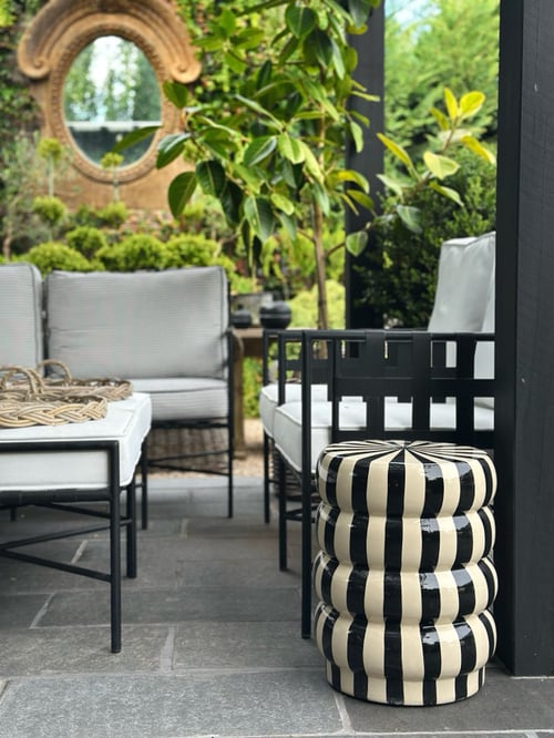 Image of Striped Black Garden Stool