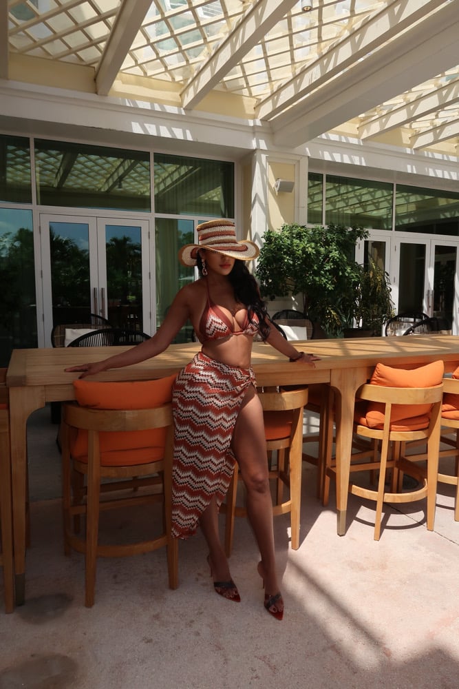 Image of RUST ZIG ZAG PRINT BIKINI WITH MATCHING COVERUP (XS)