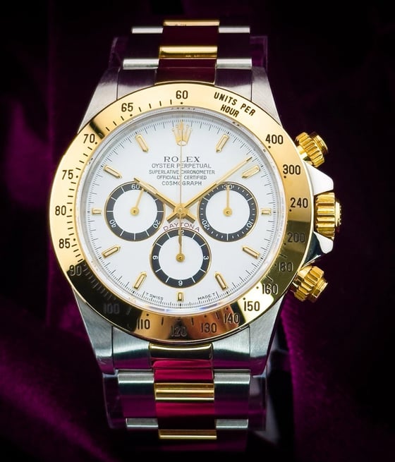 Image of RARE Rolex Zenith Daytona 16523 Two-Tone Steel 18K YG White Dial 40mm Complete