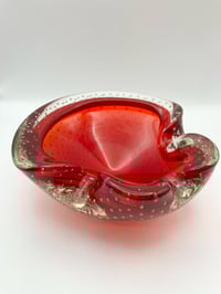 Image 1 of Italian Red Glass Bullicante Sommerso Biomorphic Bowl