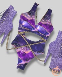 Image 1 of Peachy Bodysuit Purple Glitter  Marble