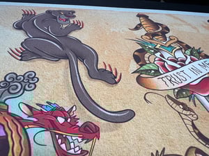 Image of Disney Inspired Traditional Tattoo Flash Sheet: D12 11x14