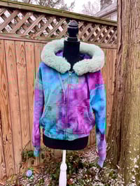 Image 1 of Fur Trimmed Zip Up Hoodie Size Medium