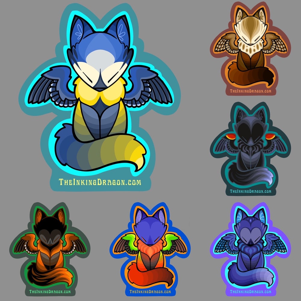 Image of Feathered Foxes - 12 Pack Stickers