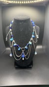 Blue Layered Chains Beaded Necklace