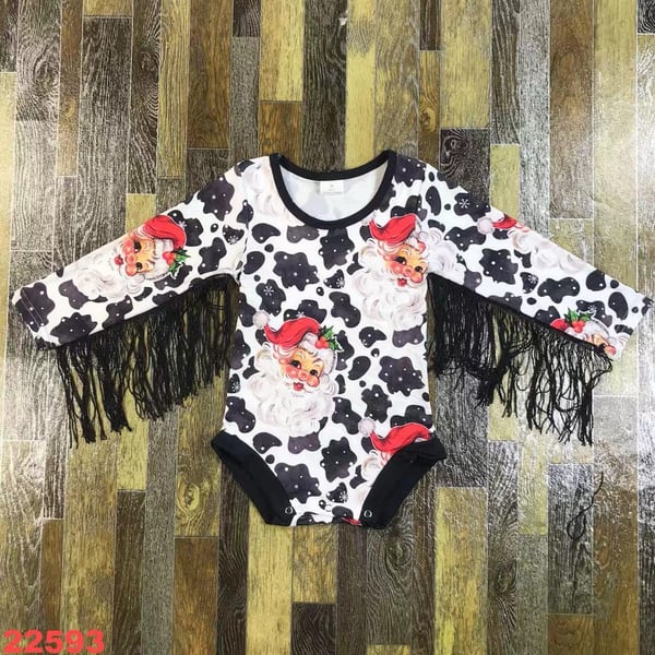 Image of Cow print Santa romper 