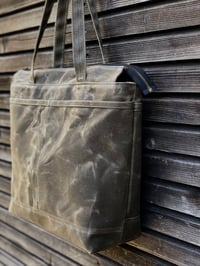 Image 2 of Large vegan tote bag, made in waxed canvas