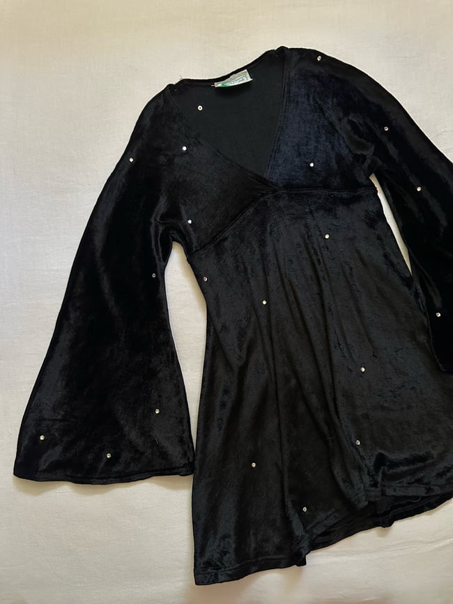 70s Betsey Johnson Alley Cat rare studded angel sleeve dress