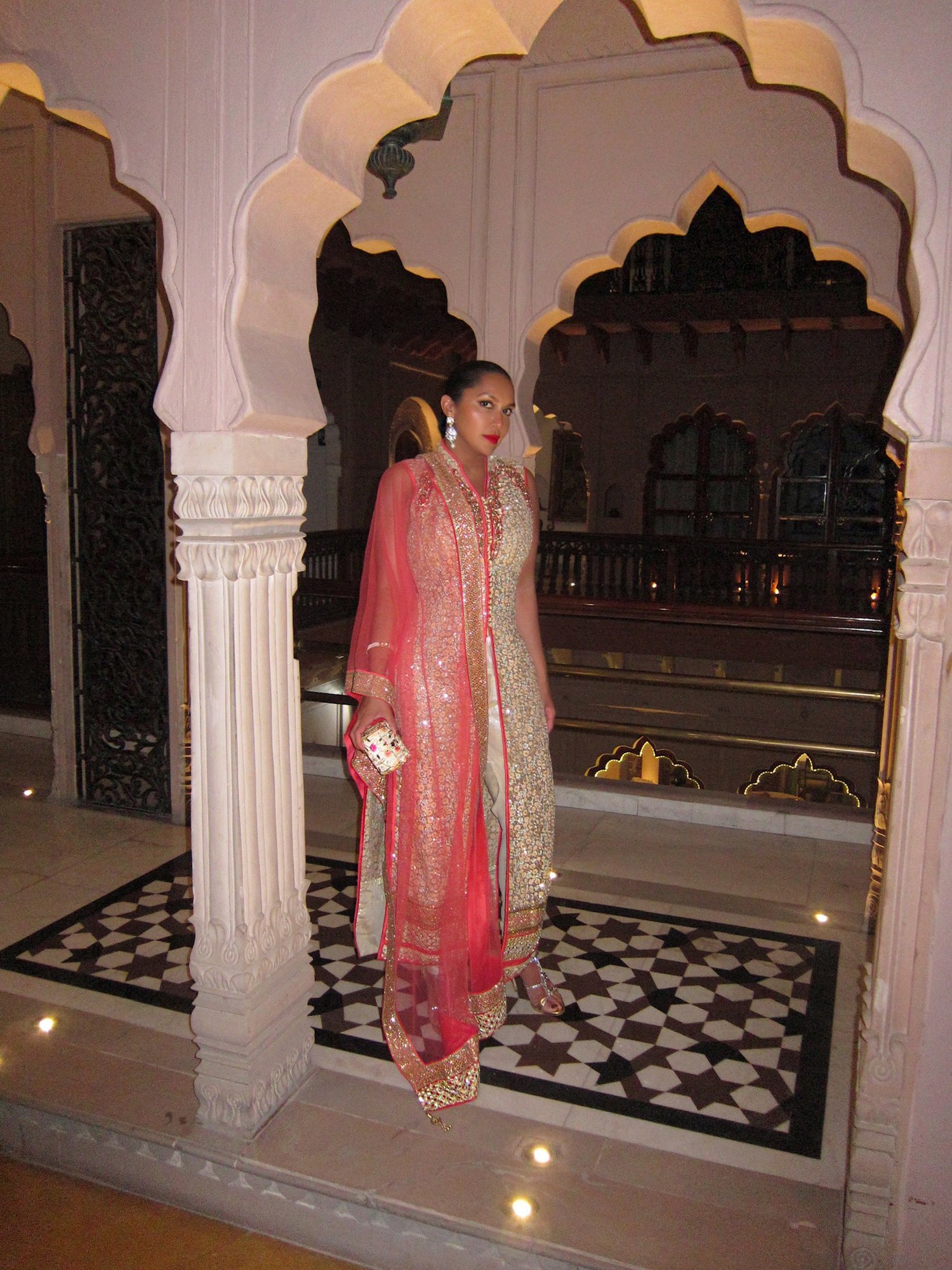 Image of CORAL & GOLD BUTTON UP SUIT (M)