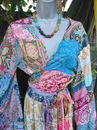 Image 2 of Patchwork Stevie top neon pink tassels