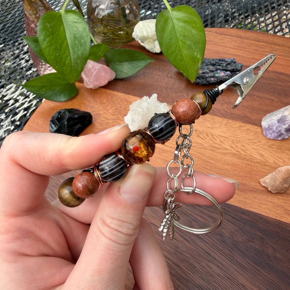 Image of ancient amber clip keychain