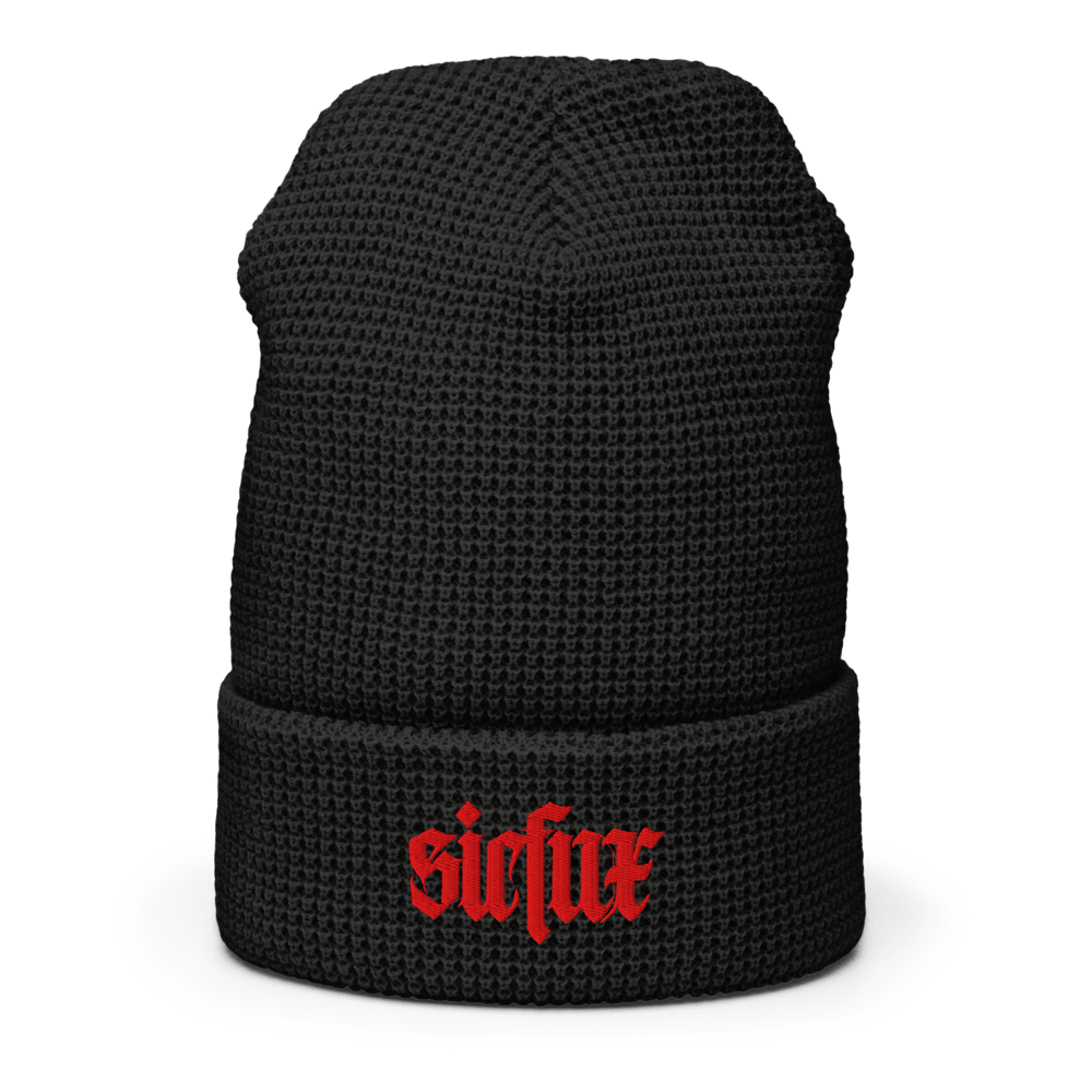 Image of Red 3D Puff Sicfux Waffle Beanie