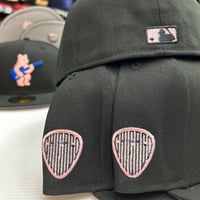 Image 3 of New Era 59Fifty Black Dusty Rose Guitar Pick Side Hit