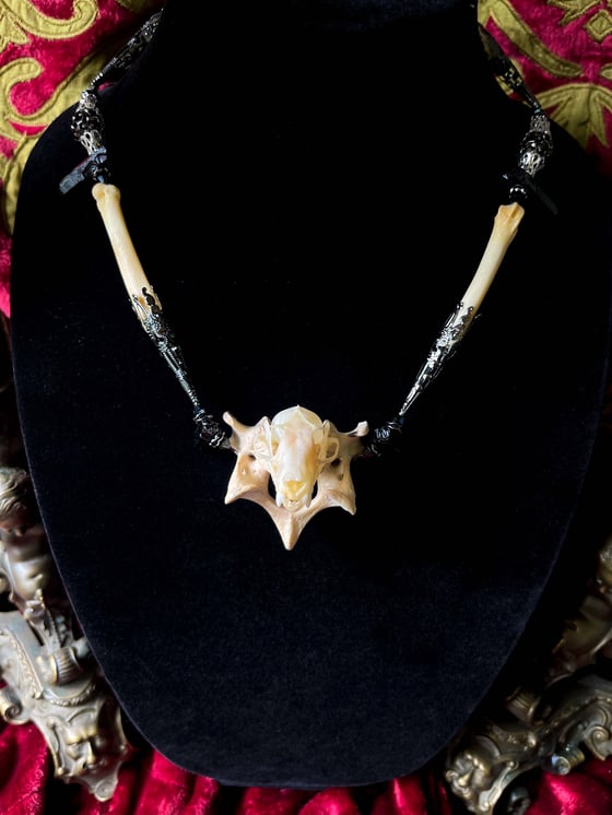 Image of Bat Skull Pendant - Bone Necklace 