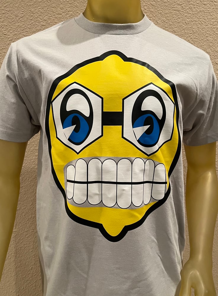 Image of mad lemon head silver t shirt