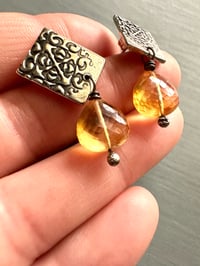 Image 2 of citrine and sterling silver post earrings