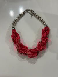Image 1 of red twist bead necklace 