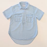 Image 1 of Merona Women's Light Denim Blue 3/4 Button Down Short Sleeves Shirt
