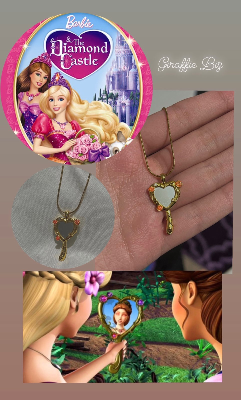 Barbie Diamond Castle Mirror Necklace ♡ | Giraffiebiz