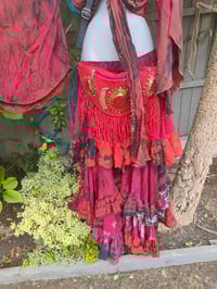 Image 2 of Wanderlust maxi tiered skirt/ Bandeau Dress Red skies  8-16