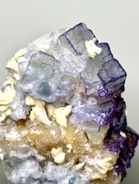 Image 14 of QR Code Fluorite & Barite Specimen On Stand #2585