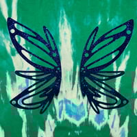 Image 2 of green bleach dye tshirt with fairy wing design