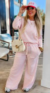 Always Home Pink Striped Lounge Set 