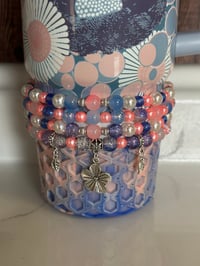 Image 1 of Blue Dream Flower Tumbler Bracelet Stack