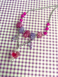 Image 1 of Pink+Purple Heart Chain Necklace