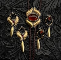 Image 2 of Garnet and Brass Earrings
