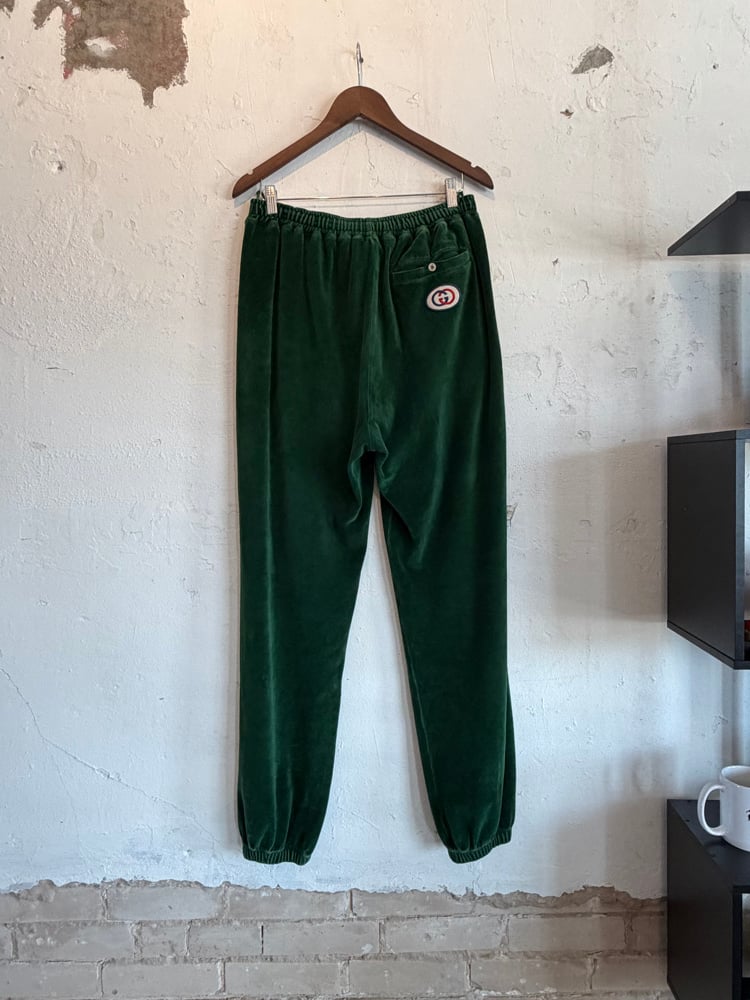 Image of Gucci Green Velour Lounge Pants