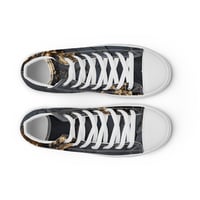 Image 7 of Gold and Black Tattered Texture Look Goth Inspired Women’s high top canvas shoes