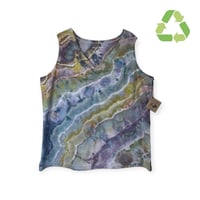 Image 1 of ♻️ UPCYCLED XXL Stretch Knit V-neck Tank in Earthy Geode Ice Dye