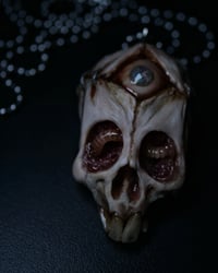 Image 9 of Third Eye Skull pendant, stainless chain , moon stone eye, OOAK one of a kind 