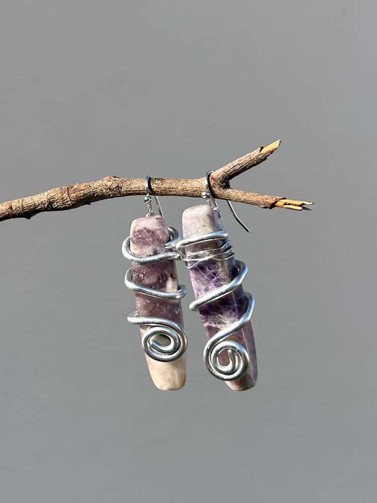 Image of ✧Amethyst Spiral Earrings