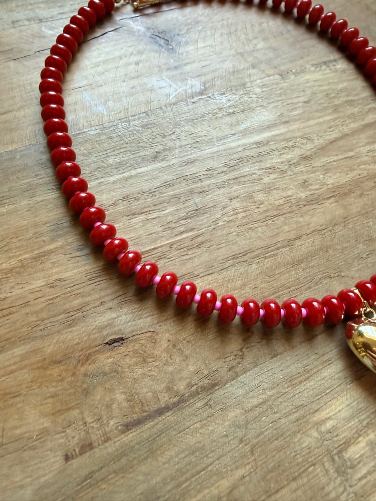 Image of Red Stone Beaded Necklace