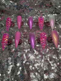 Image 1 of  Pink Barbie dream Long stiletto gel press on nails