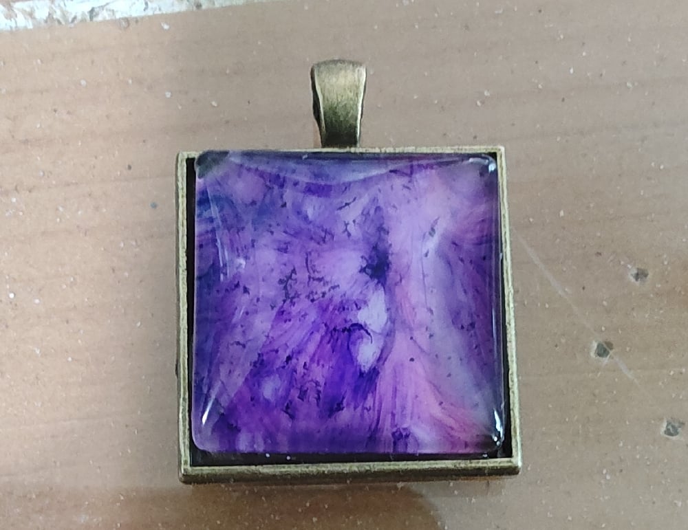 Image of Alcohol Ink Pendant Necklace – Abstract Square Art Jewelry