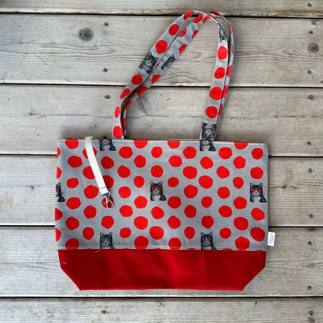 Image of Market Tote Echino Cats And Polka Dots